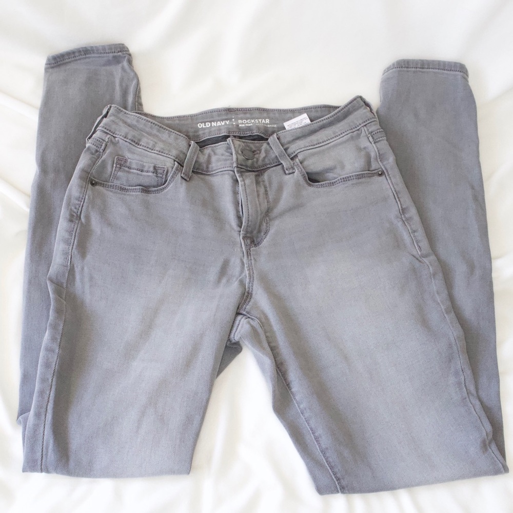 Old Navy Mid Rise Light Gray Jeans Size 2 Regular
